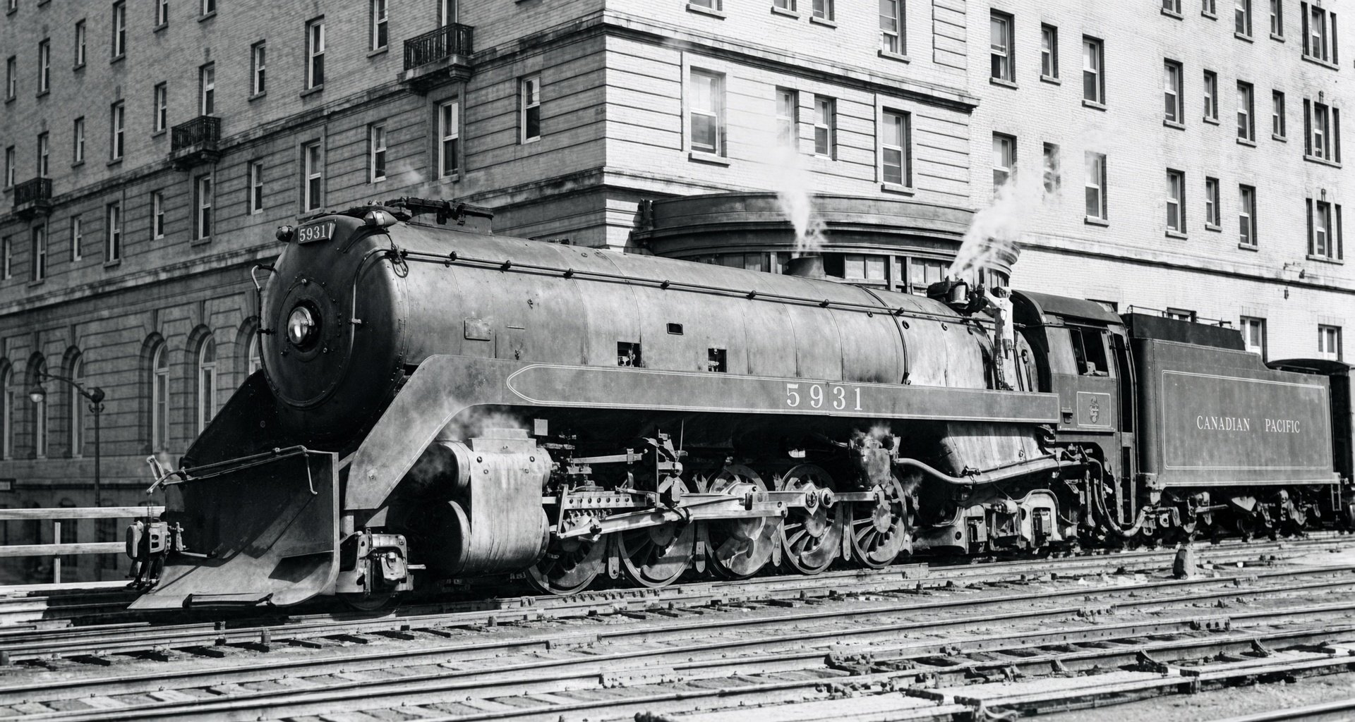 Canadian Pacific 2-10-4 5931 at the Palliser Hotel in Calgary