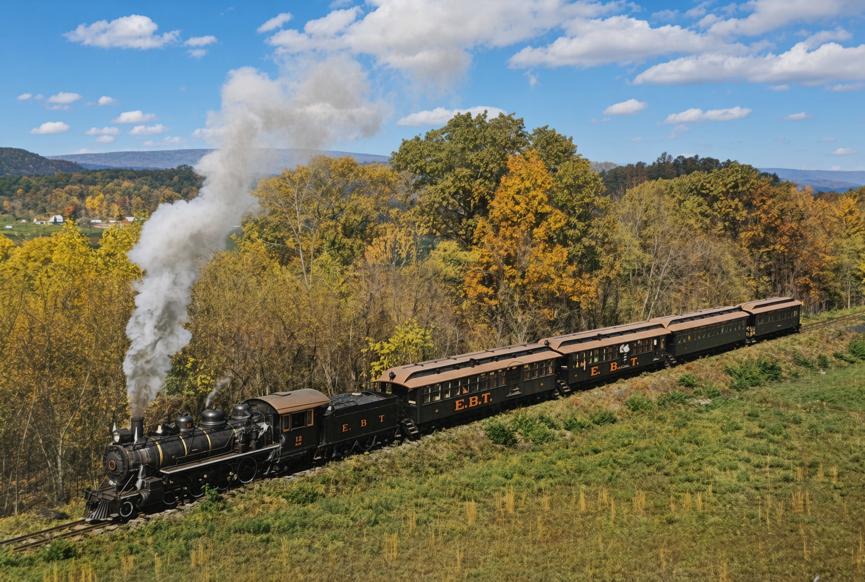 East Broad Top narrow gauge train through Pennsylvania fall color