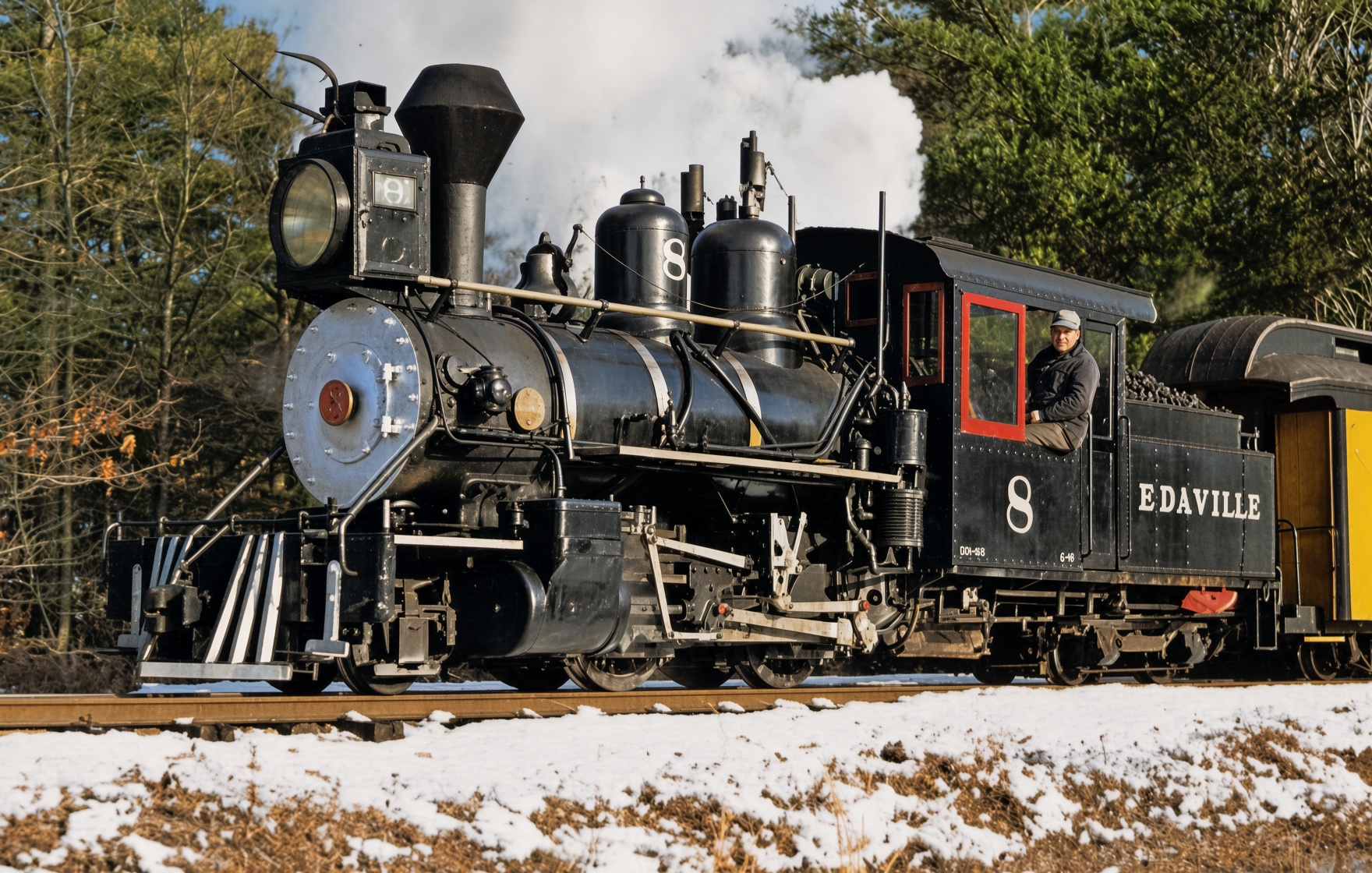 Edaville Railroad 2-6-2 #8 in the snow