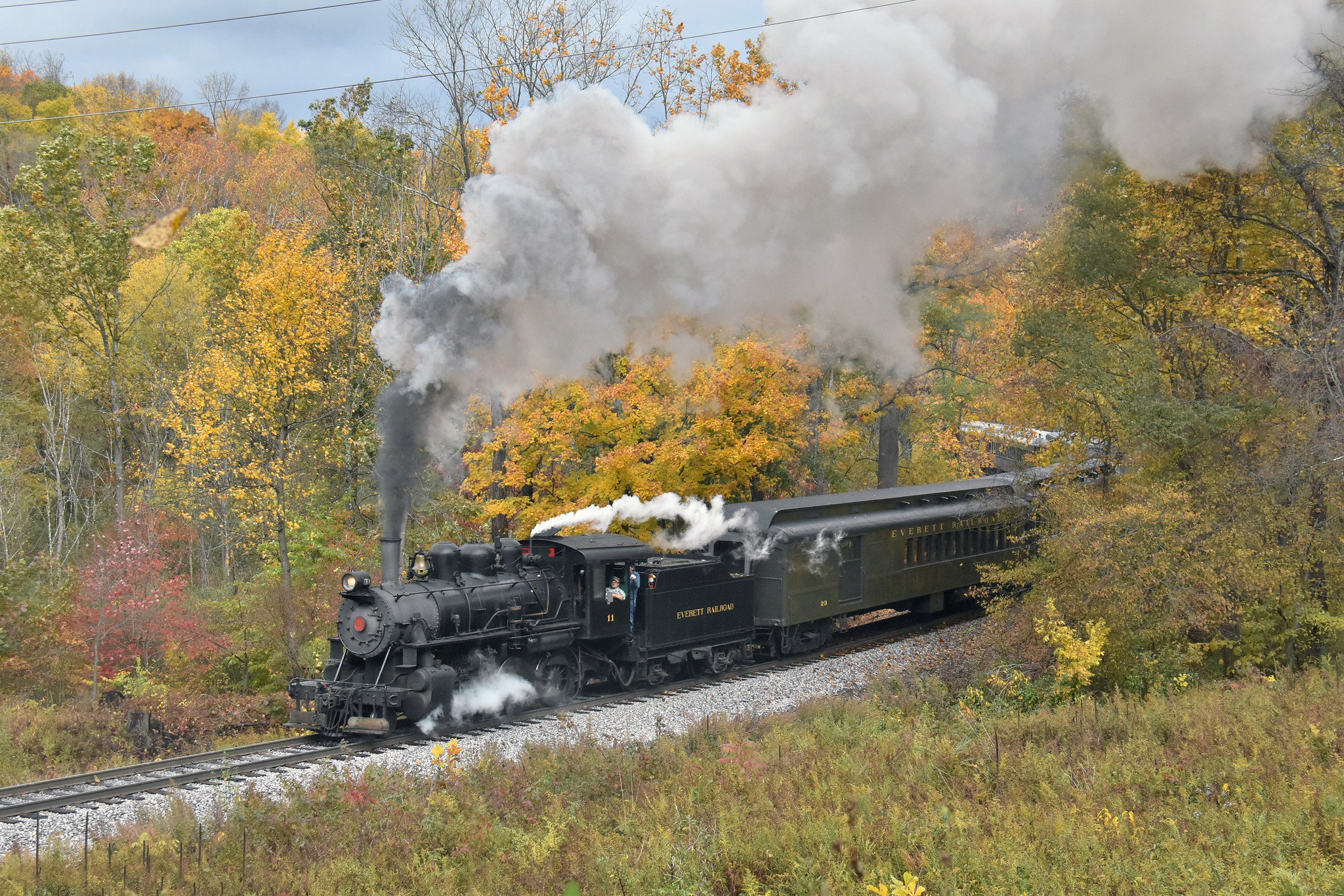 Everett Railroad steam train autumn Central Pennsylvania