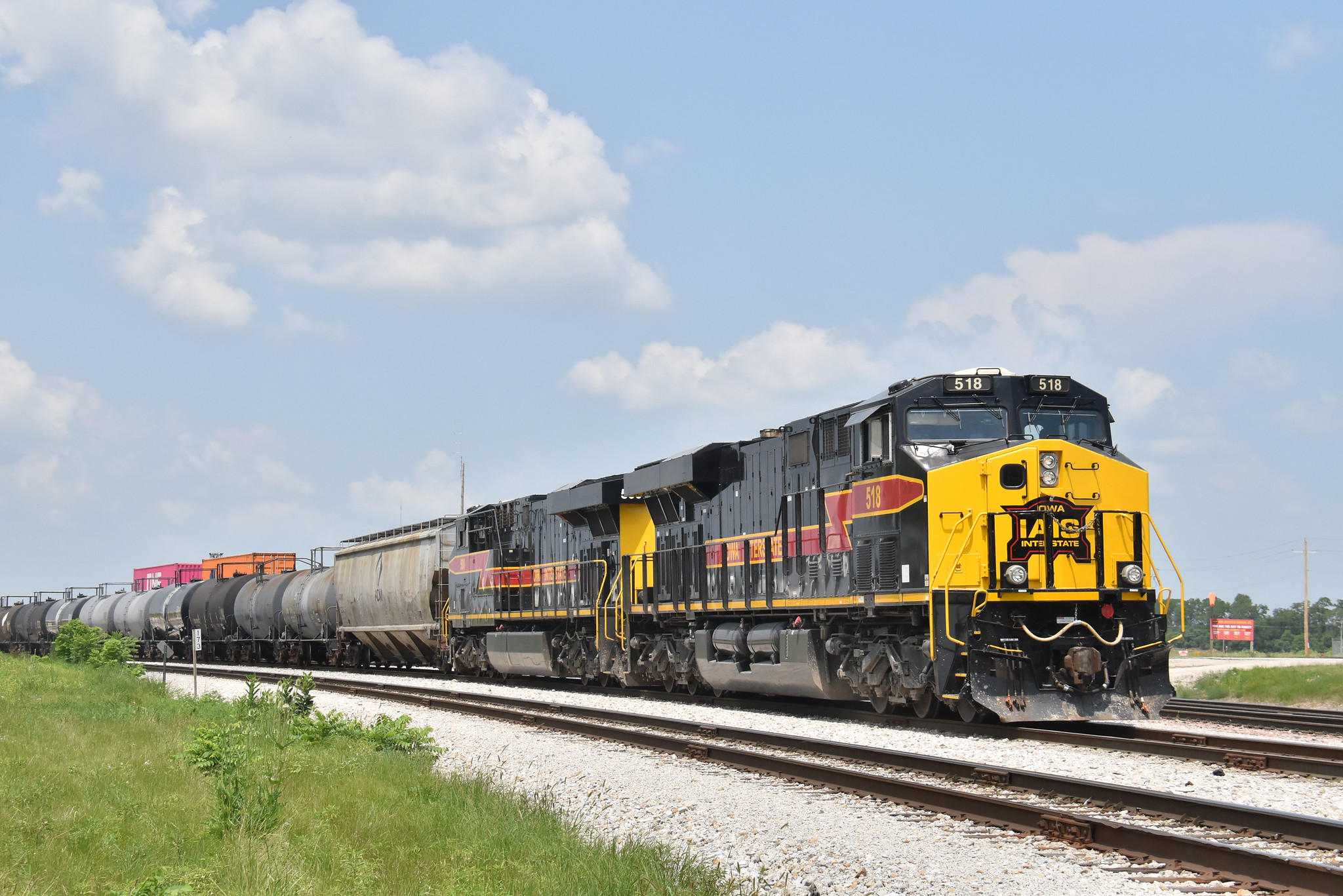 Iowa Interstate ES44AC 518 and 501 making setout and pickup at Silvis Illinois yard July 10 2024