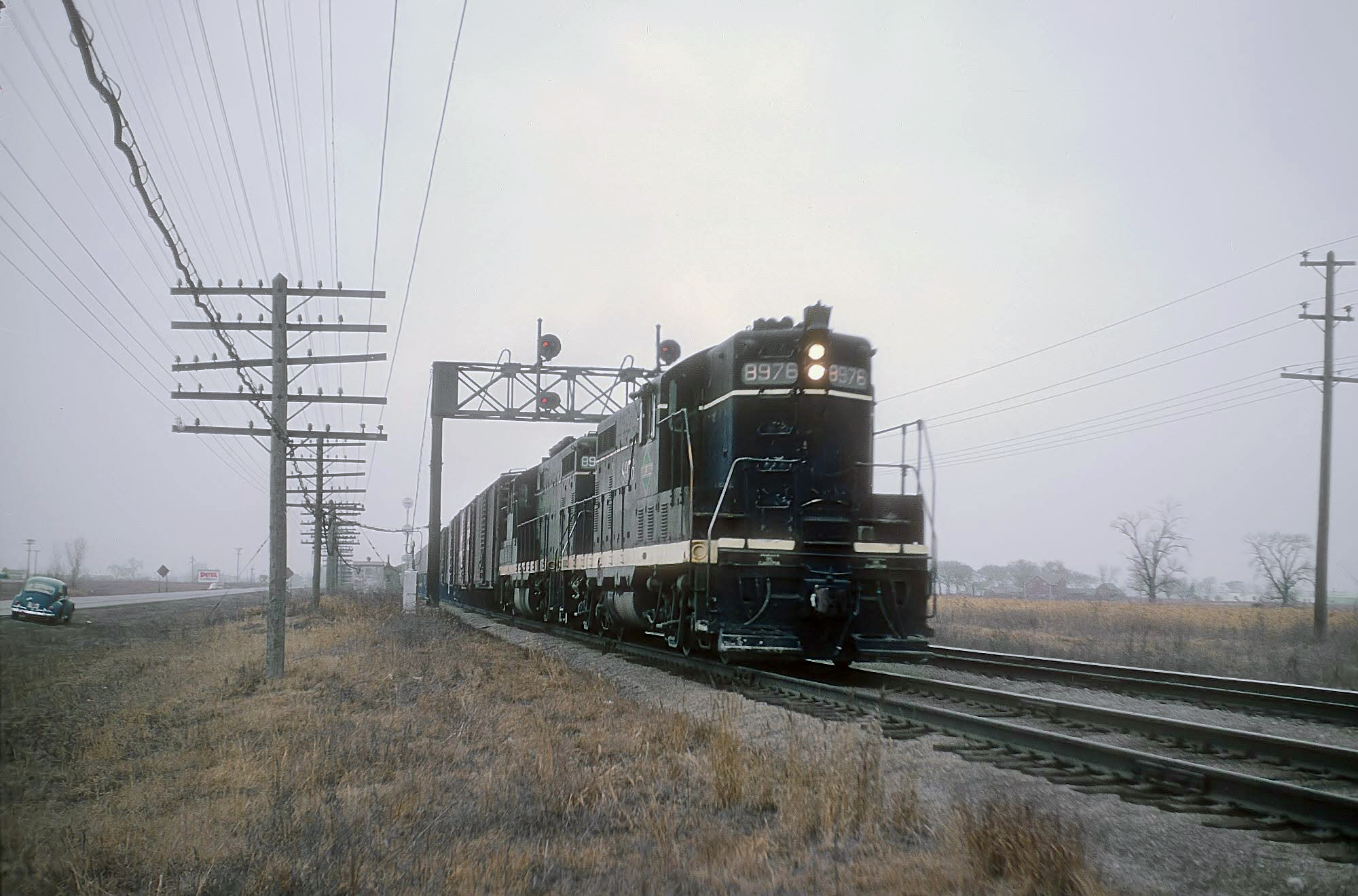 Illinois Central GP7 8976 Susie Siding west of Waterloo Iowa March 1967