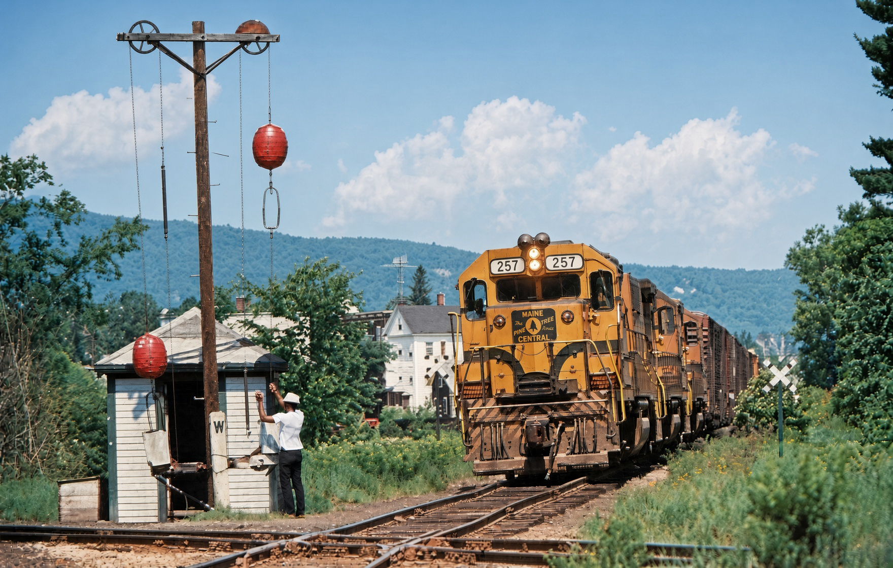 Maine Central GP38 257 at Whitefield NH in the 1970s