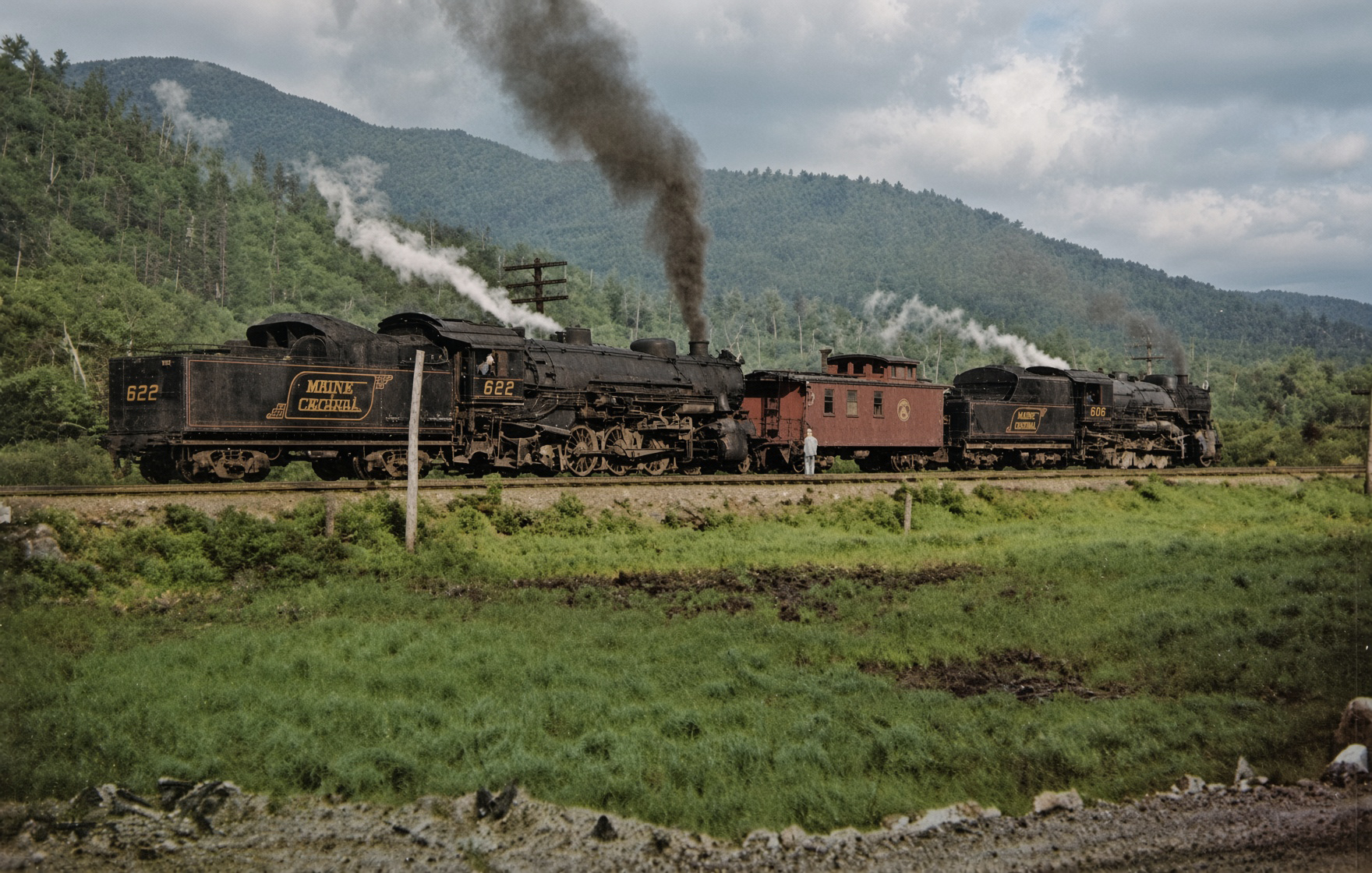Maine Central 2-8-2s 606 and 622 and Crawford Notch NH in 1950