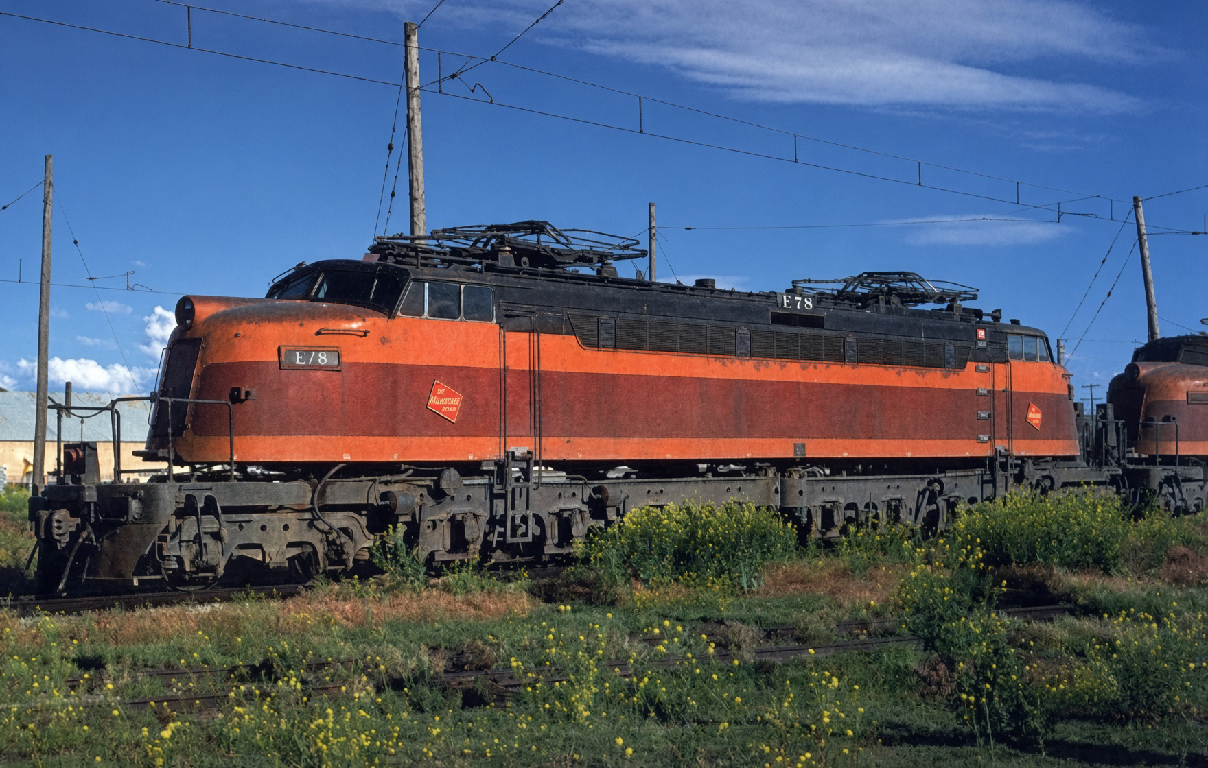 Milwaukee Road Little Joe E-78 at Three Forks MT in 1963