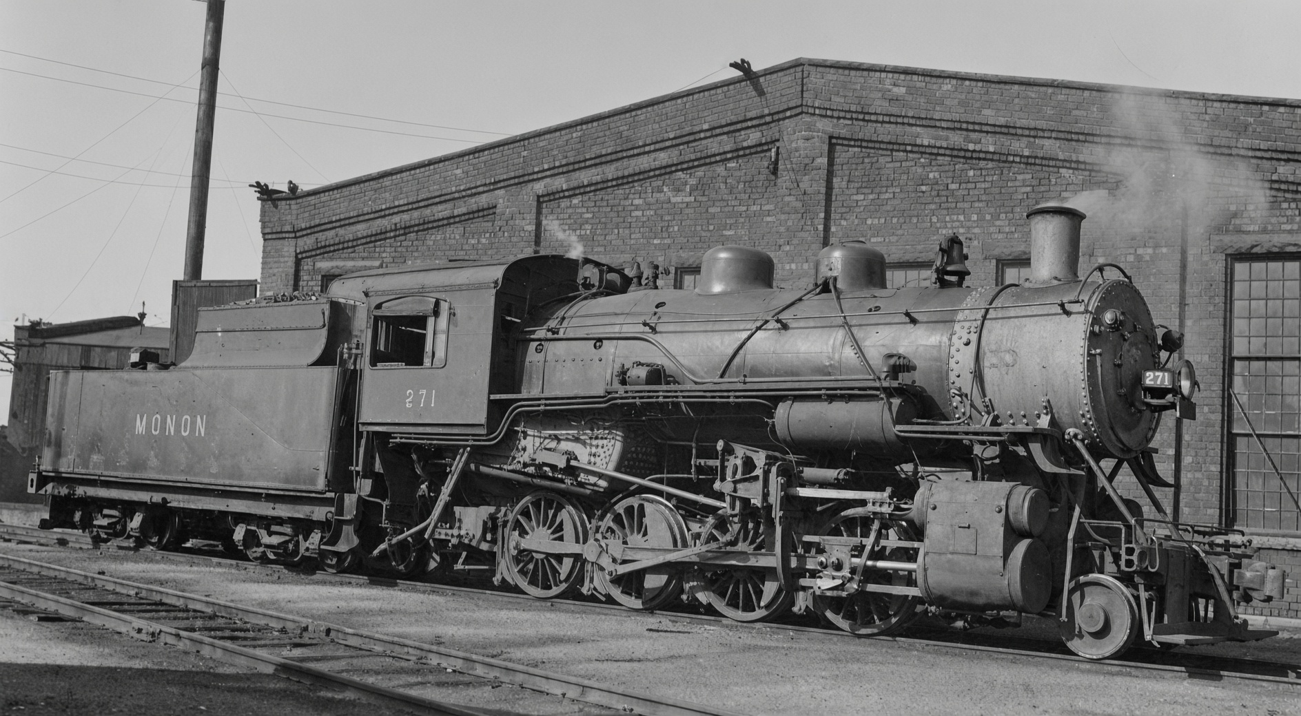 Monon Railroad 2-8-0 271 at Lafayette IN circa 1940