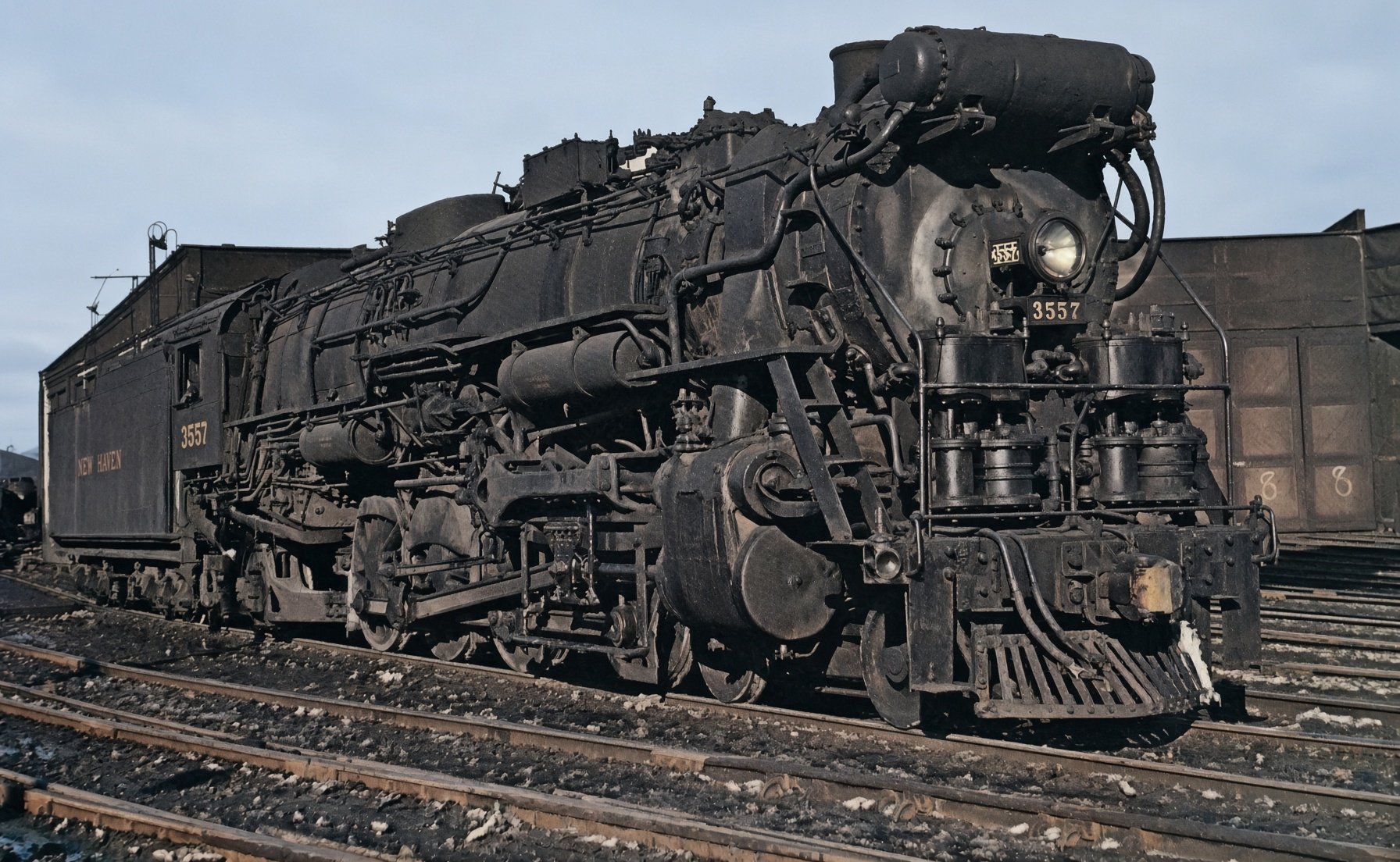 New Haven 4-8-2 3557 at Southhampton Street in Boston in 1948