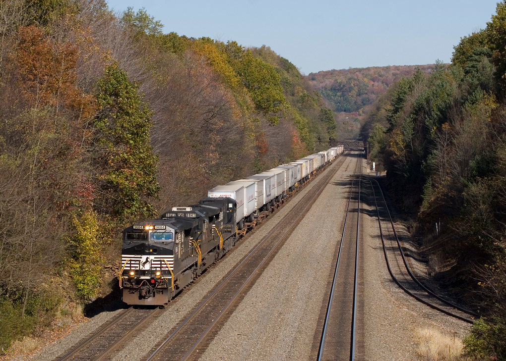 Norfolk Southern C40-9W 9684 with freight 21M at Jamestown Pennsylvania October 19 2009