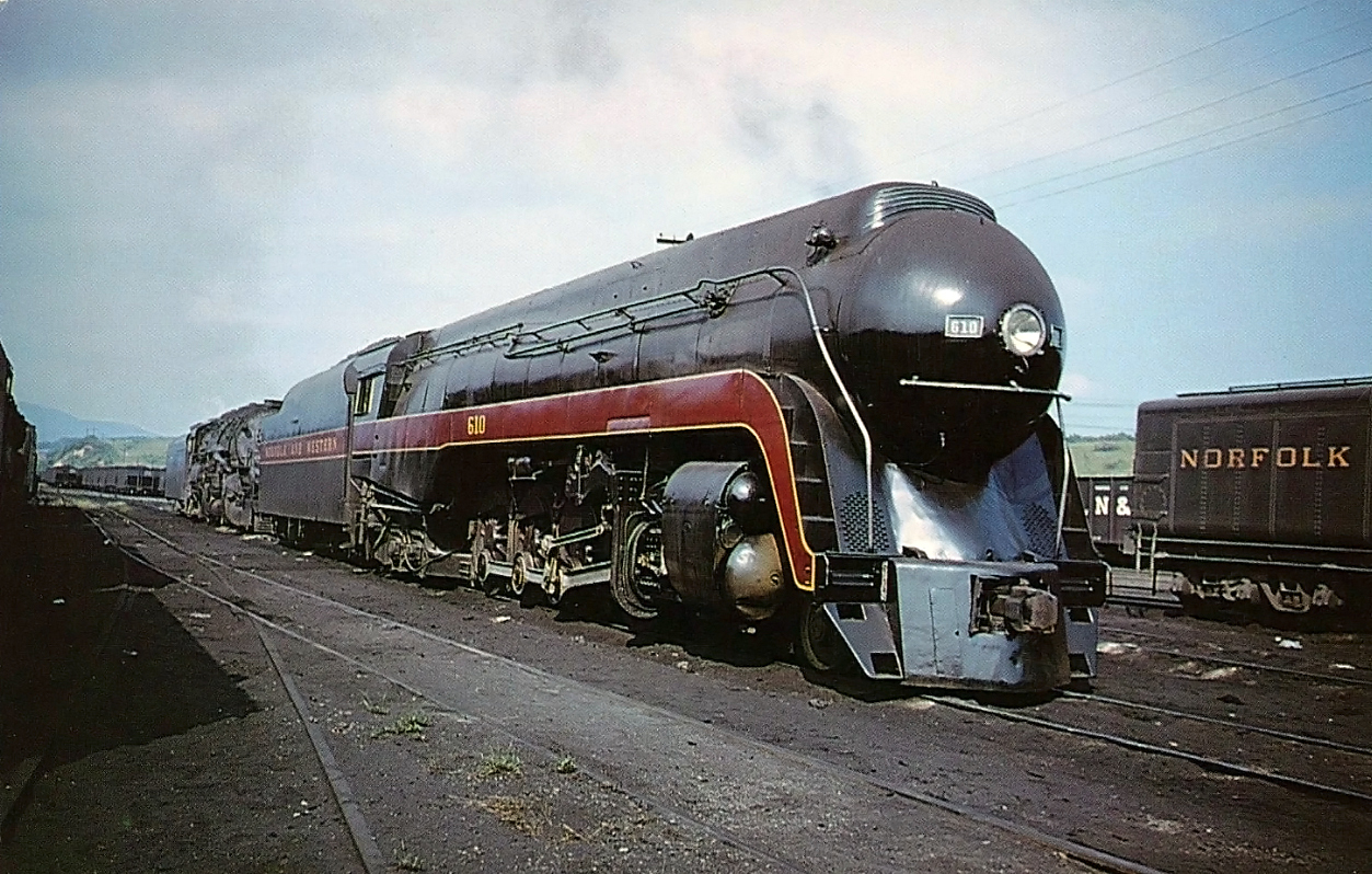 Norfolk and Western Class J 4-8-4 610 at Roanoke, VA In 1958