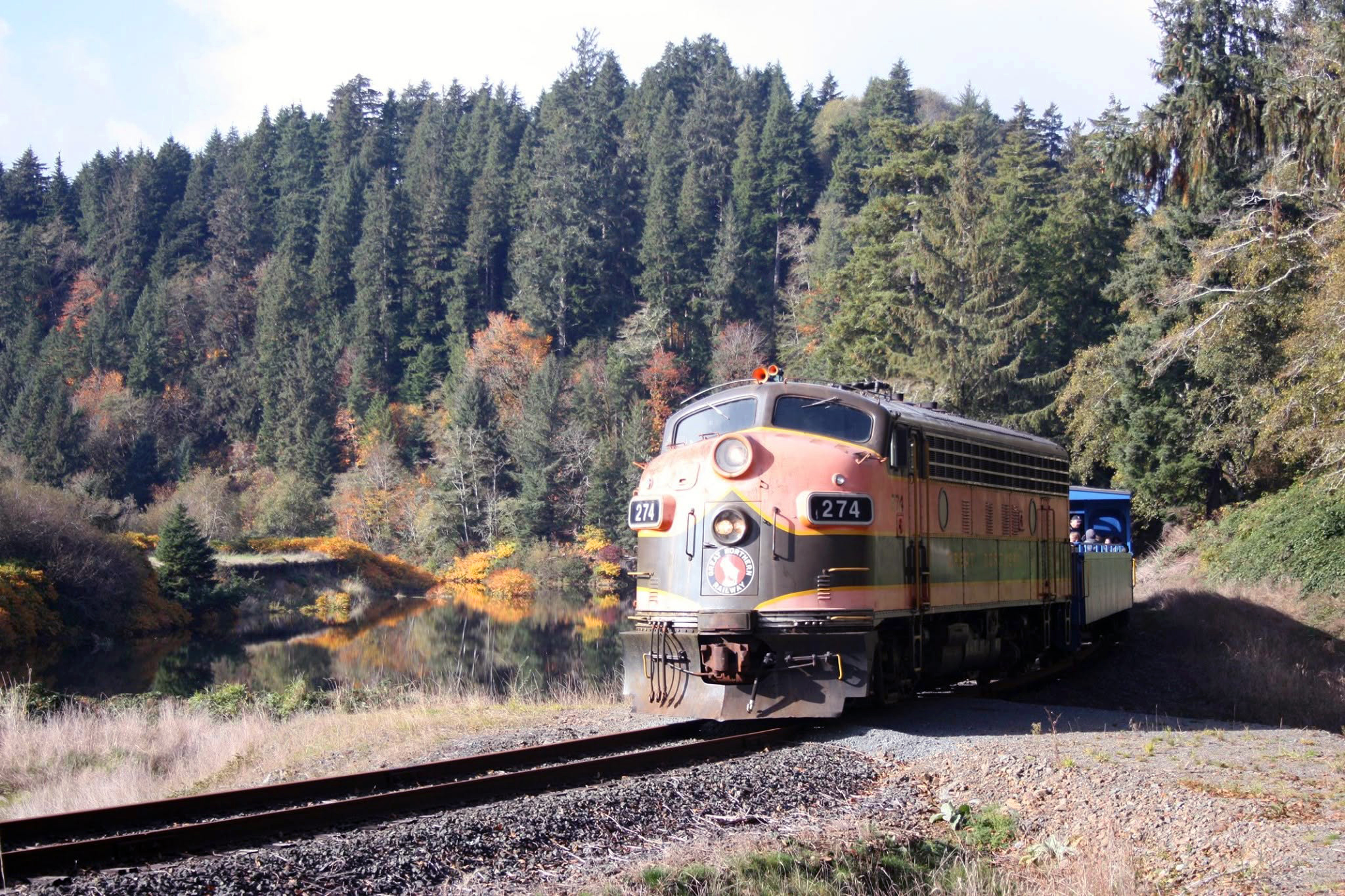 Oregon Coast Scenic Railroad F7A 274 with a fall foliage excursion