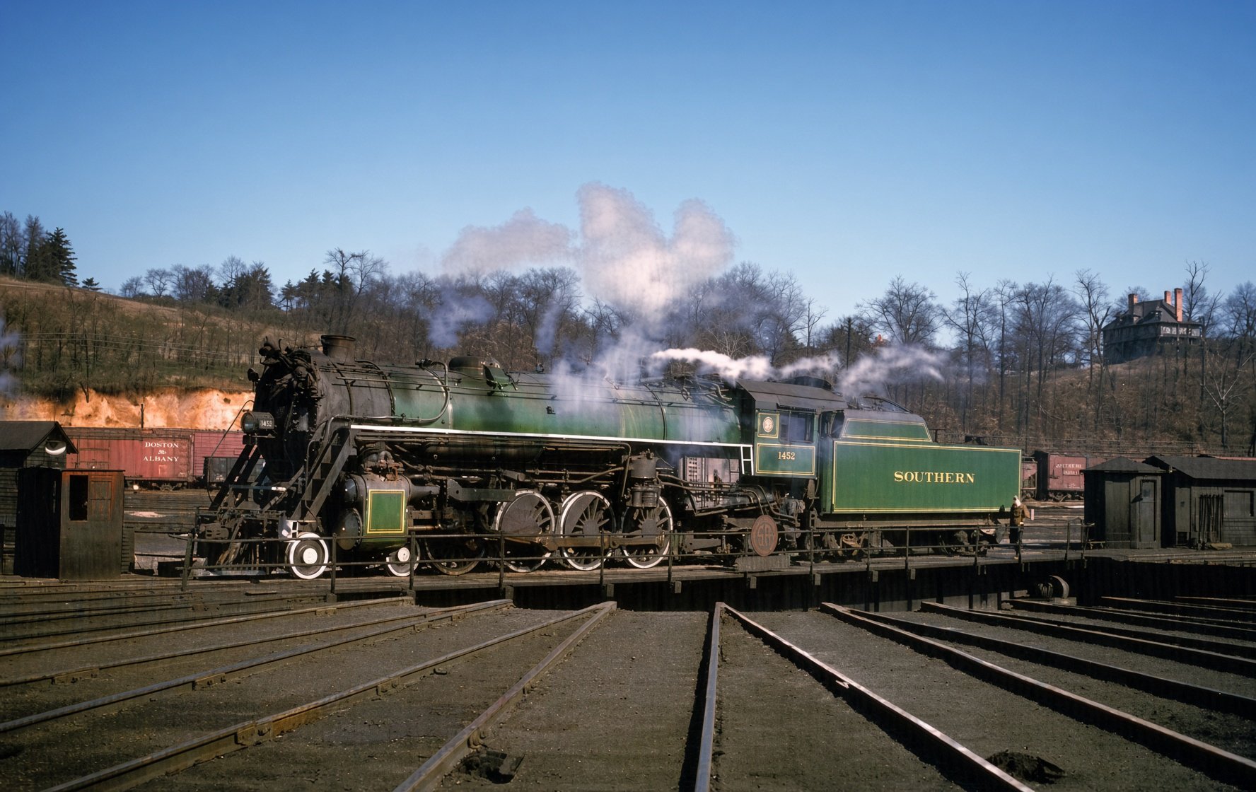 Southern Railway 4-8-2 No. 1452, class Ts, on the Asheville turntable on February 8, 1950